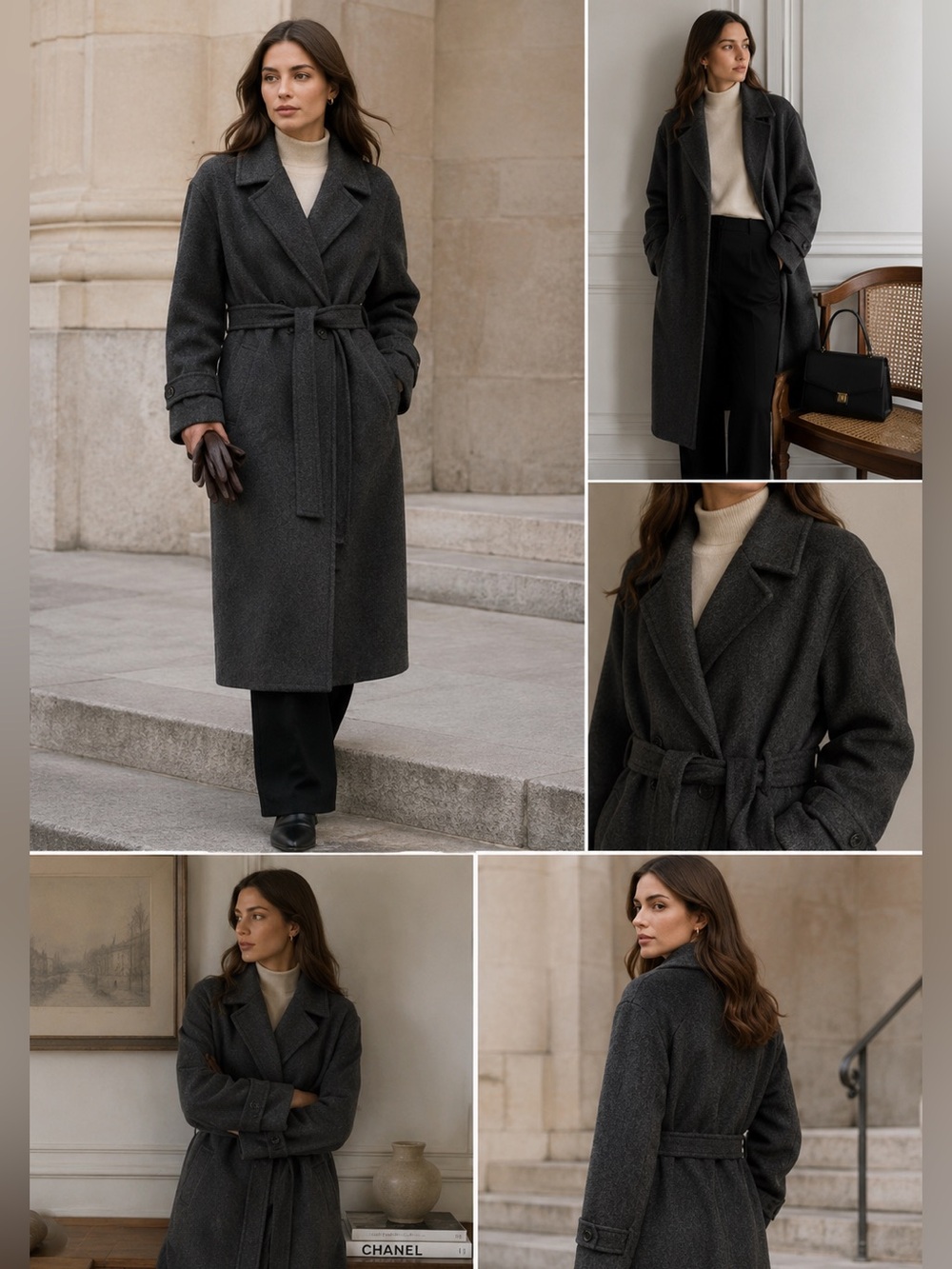 Vintage Wool Cashmere Oversized Coat Size 44 XL Italian Fabric Heavyweight Fall - Picture 2 of 16